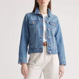 QUINCE Classic Trucker Blue Denim Women’s Jacket Small 100% Organic Cotton